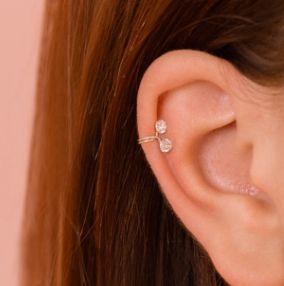 Piercing fake de prata 2 zircônias
