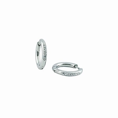 Brinco de aço argolinha com mini zircônias