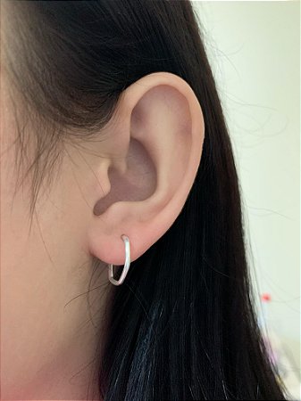 Brinco de prata argolinha hexagonal 15mm