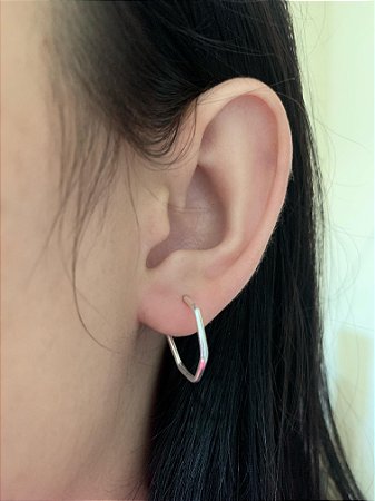 Brinco de prata argolinha hexagonal 19mm