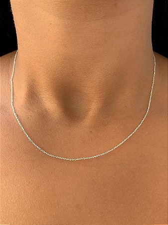 Corrente de prata elo português 45cm