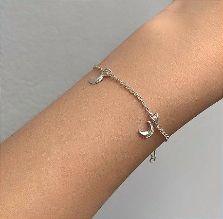 Pulseira de prata infantil luas