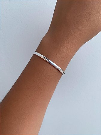 Pulseira de prata bracelete grosso oval 4mm