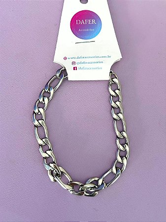 Pulseira de aço grossa fígaro