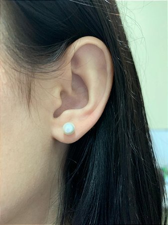 Brinco de prata pérola 6mm