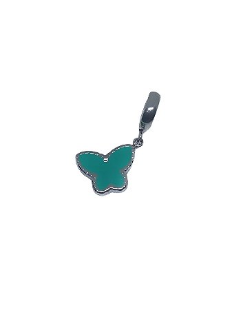 Berloque de aço borboleta resinada verde