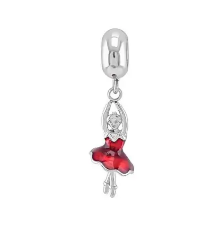 Berloque de aço bailarina vestido vermelho