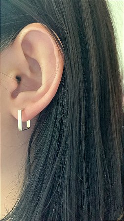 Brinco de prata argola quadrada 12mm