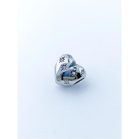 Berloque de aço passante coração com mini zircônias cristal