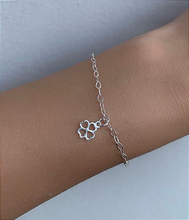 Pulseira de prata trevo vazado
