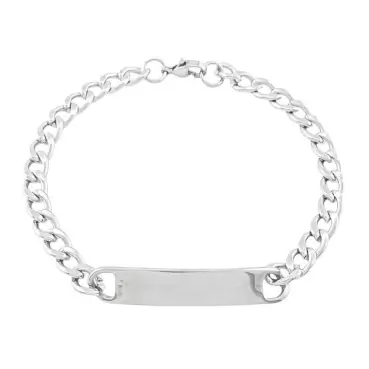 Pulseira de aço masculina placa lisa corrente grume
