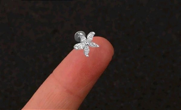 Piercing de aço flor de zircônias tragus / helix