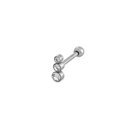 Piercing de aço trio de zircônias tragus / helix