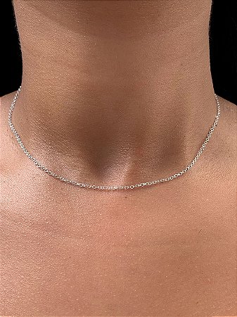Corrente de prata mini elo português 40cm