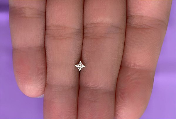 Piercing de prata tragus / helix flor 4 pétalas