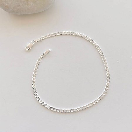 Pulseira de prata masculina groumet 2mm