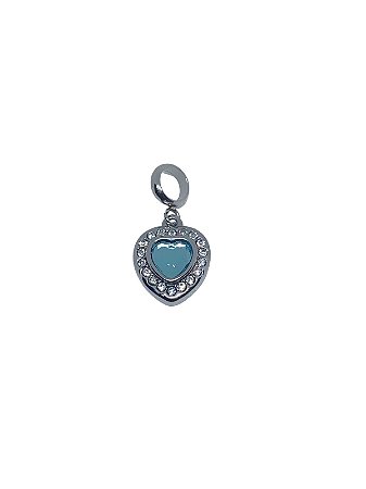 Berloque de aço coração com zircônia azul