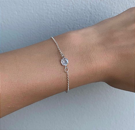 Pulseira de prata ponto de luz 6mm