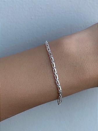 Pulseira de prata retângulo duplo