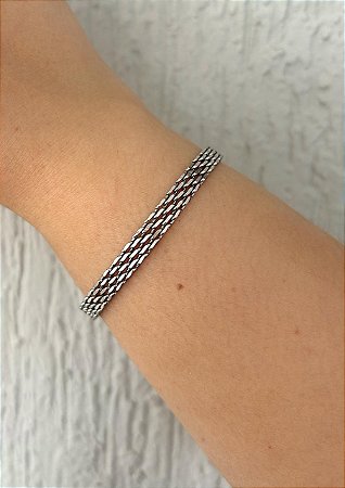 Pulseira de aço malha cubana