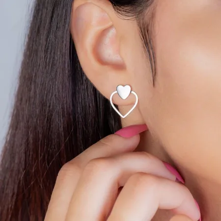 Brinco de aço earjacket corações