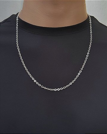 Corrente de prata elo português 60cm