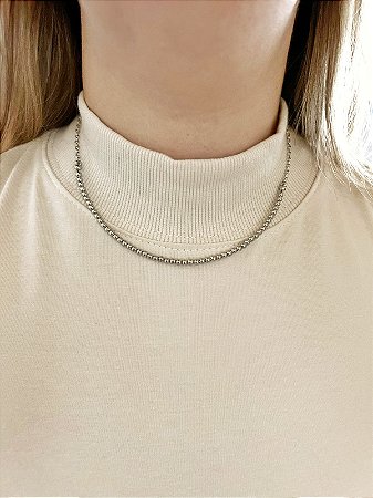 Colar de aço choker bolinhas