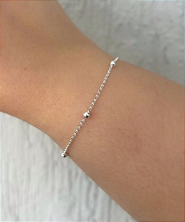 Pulseira de prata elo português bolinhas
