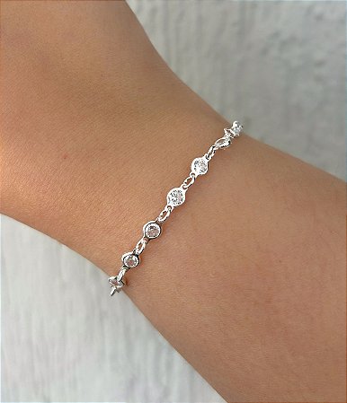 Pulseira de prata 7 zircônias
