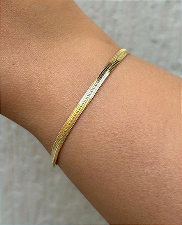 Pulseira dourada fita 4mm