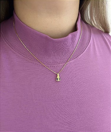Colar dourado nossa senhora manto zircônias azul