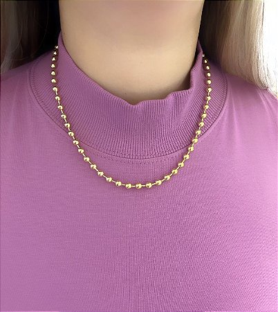 Colar dourado inteiro esferas