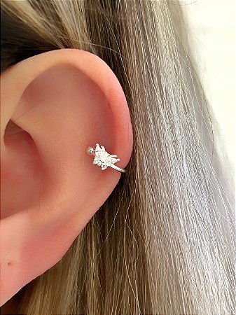 Piercing fake de prata borboleta zircônia