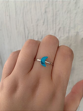 Anel de prata lua turquesa