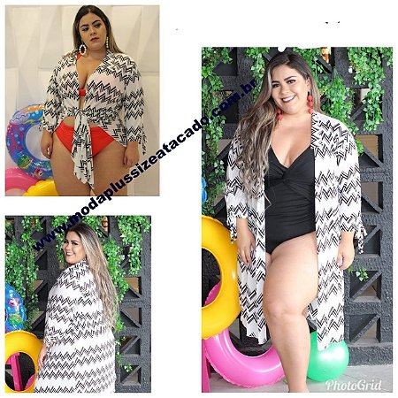 Saída de Praia Kimono Plus Size - Moda Plus Size Atacado
