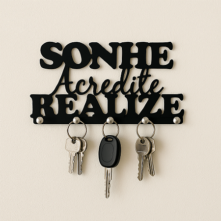 Porta Chaves De Parede Sonhe Acredite Realize Moderno