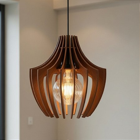 Luminária De Teto Aranha Pendente Madeira Rústica Moderna