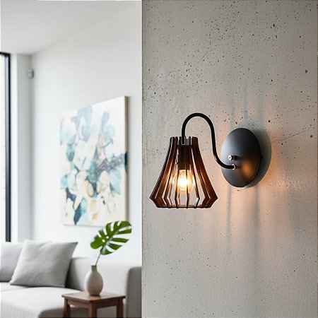 Luminária Parede Vulcão Cabeceira Quarto Madeira Retro