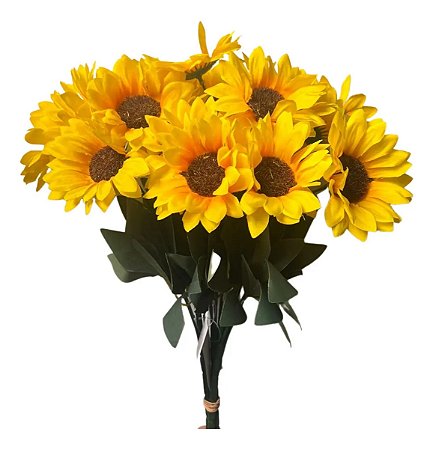 Buquês Girassol Artificial Com 7 Flores