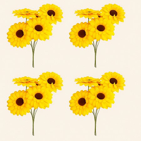 Kit 4 Buques Girassol 20 Flores Arranjo Artificial Grande