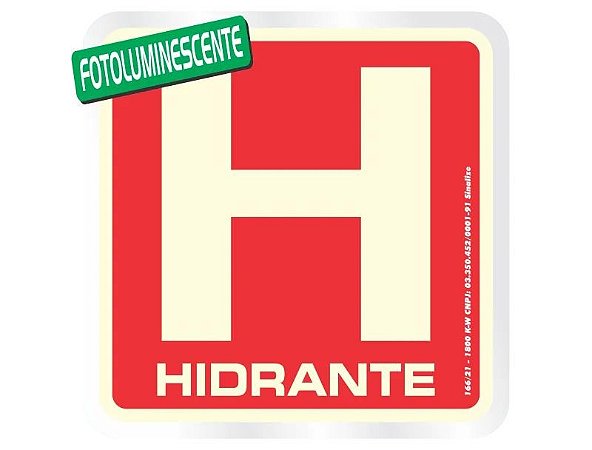 Placa de sinalização em Alumínio 15x15 "Hidrante" Sinalize 120AZ