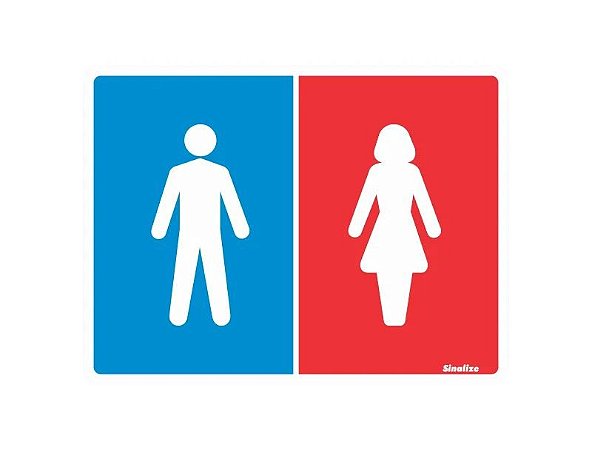 Placa de sinalização em Poliestireno 15x20 Sanitário Masculino/Feminino Sinalize 220AS