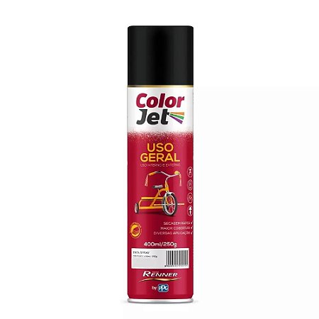 Tinta Spray Uso Geral Preto Brilhante 400ml Renner