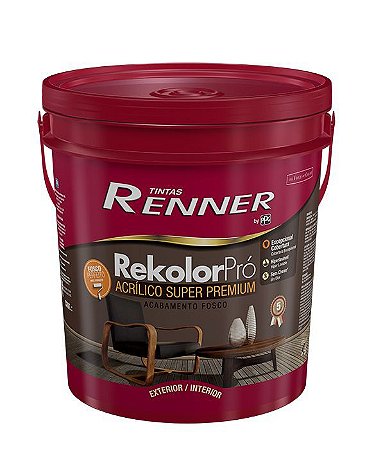 Tinta Rekolor Pro Acrilico Super Premium Branco Fosco 18L Renner 3700