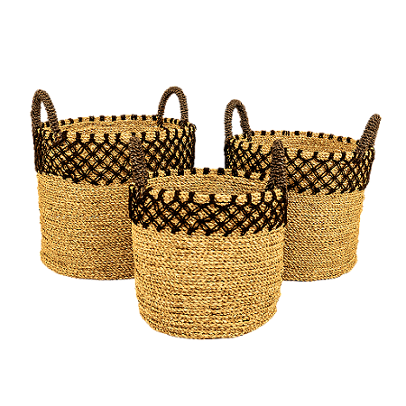 Cesto Rattan Truntum Seagrass Preto MRC-052 PT