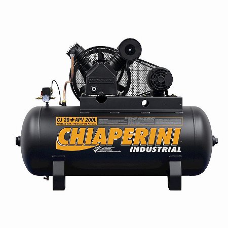Compressor de ar alta pressão 20 pcm 200 litros - Chiaperini CJ 20+ APV 200L Trifásico