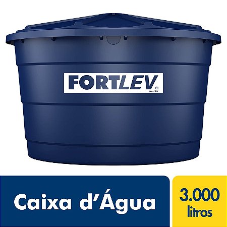 Caixa D'Água de Polietileno com Tampa Azul 3000Lt Fortlev 2020005