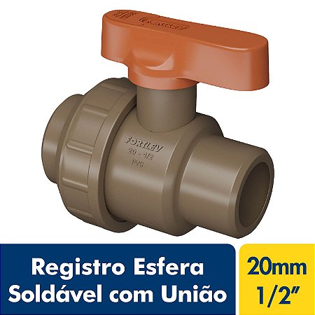 Registro Esfera Soldável com União 20mm Ou 1/2'' Marrom PVC Fortlev