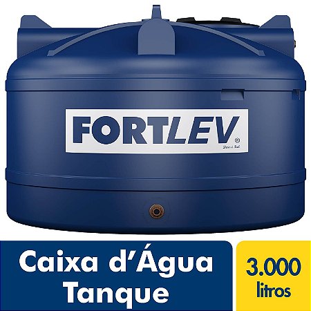 Caixa D'Água Tanque de Polietileno com Tampa de Rosca Azul 3000Lt Fortlev