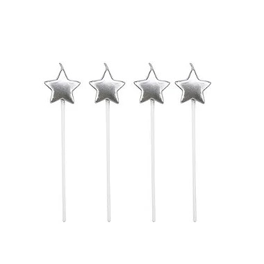 Vela Estrelas Prateadas 4 Un.